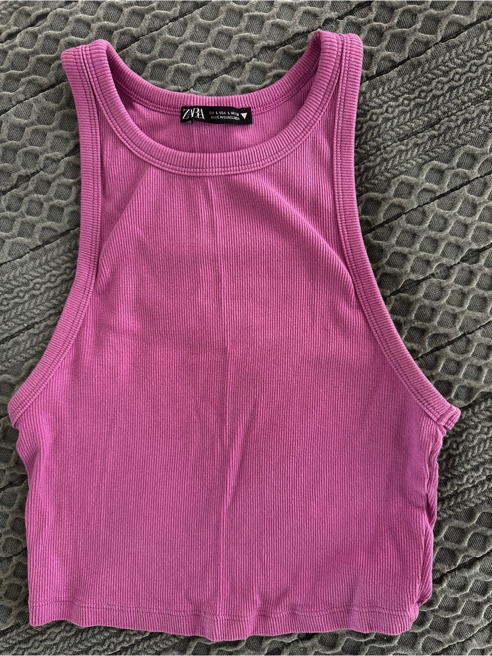 Zara Magenta Ribbed Cropped Tank Top
